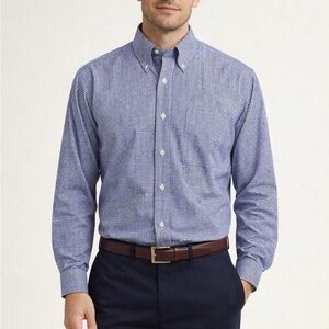 Lauren Ralph Lauren Non Iron Button Down Shirt Blue Black Check Cotton 16 32 33